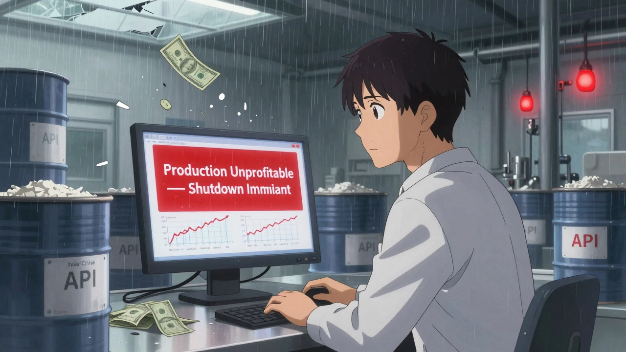 Factory worker facing shutdown alert amid rising raw material costs and exploding cost charts