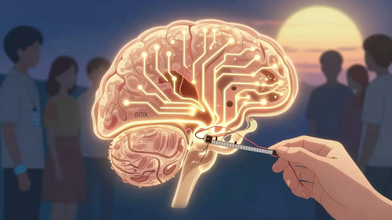 Glowing HPA axis circuit with broken pathway being repaired, symbolizing steroid withdrawal recovery.
