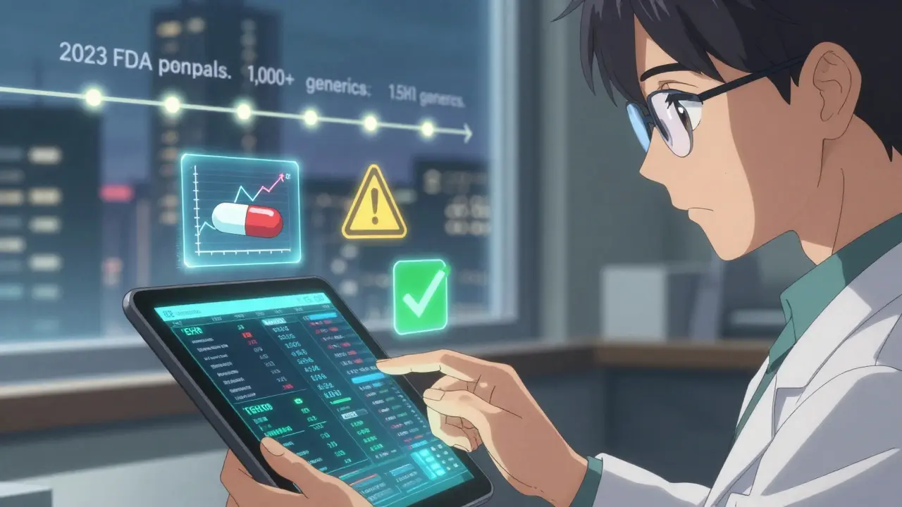 Physician reviewing EHR with holographic levothyroxine and TSH graph, digital CME icons floating nearby